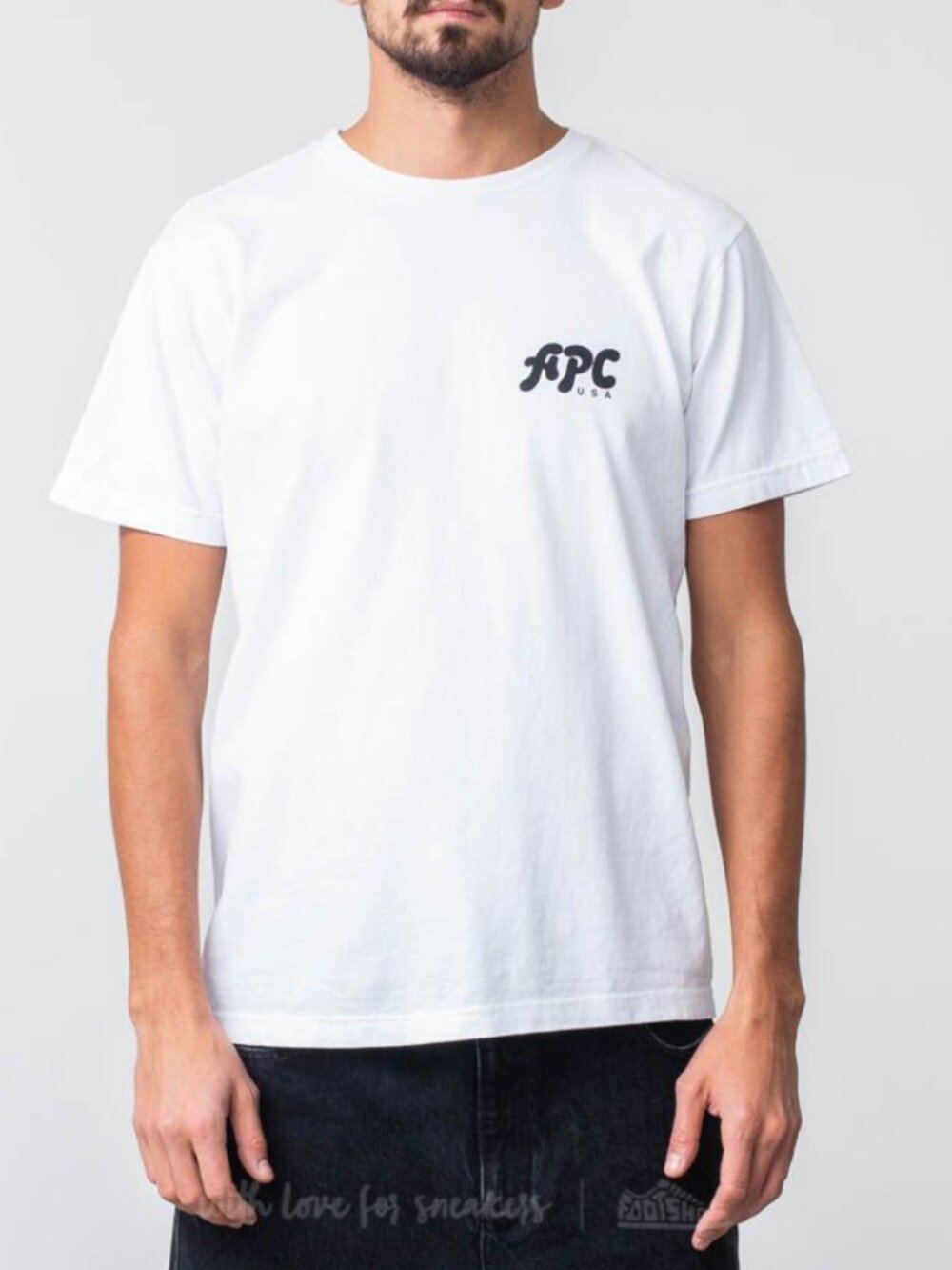 A.P.C. MICHAEL COTTON T-SHIRT IN WHITE / BLACK LOGO 2018 U.S. SEASONAL CAPSULE